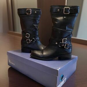 Nickels Rainey Women's Boots Black Straps Silver Buckles Size 8.5 M